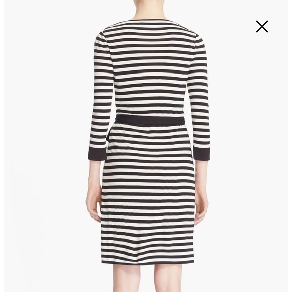 NWT DVF Diane Von Furstenberg Julian Two wrap dress black and white stripe - Picture 10 of 10